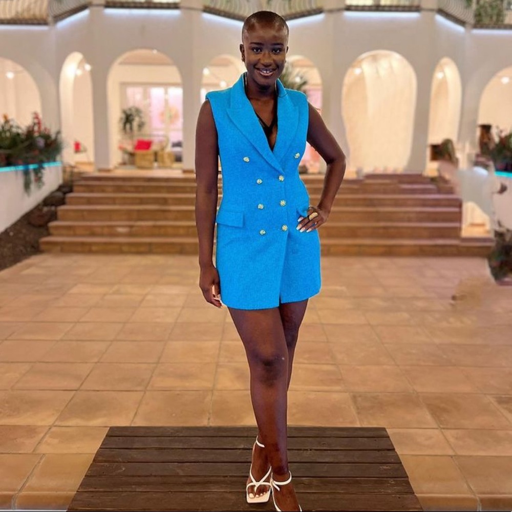 Zara Bright Turquoise Sleeveless Blazer Dress - Picture 2 of 7